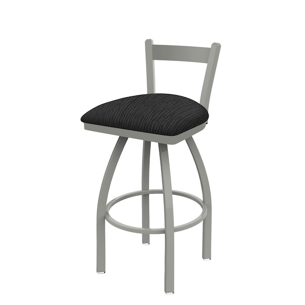 25" Low Back Swivel Counter Stool, Nickel Finish, Graph Coal Seat